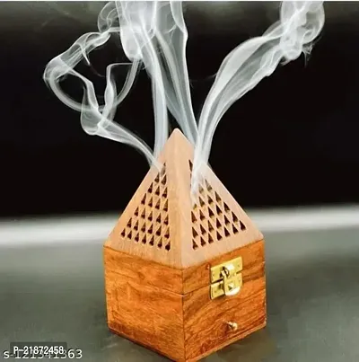 Wooden Incense holder, Pyramid Incense Box Ash Catcher Fragrance Stand Holder Agarbatti  Dhoop Dan, Sheesham Wood Incense Sticks Holder, 1 sindoor dani free-thumb3