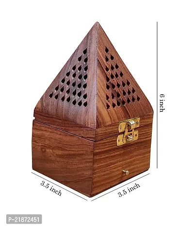 Wooden Incense holder | Pyramid Incense Box Ash Catcher Fragrance Stand Holder Agarbatti  Dhoop Dan/Sheesham Wood Incense Sticks Holder-thumb4