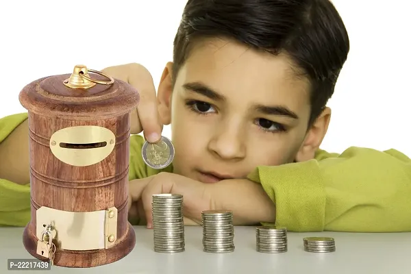 WOODBOSS Wooden Handmade Barrel shaped Money Box| Gullak| Money Bank for Kids  Adults| Wooden Gulak| Saving Boxes| Piggy Bank-thumb0
