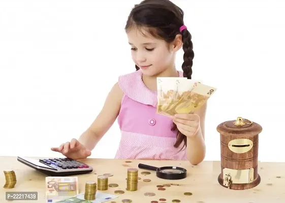 WOODBOSS Wooden Handmade Barrel shaped Money Box| Gullak| Money Bank for Kids  Adults| Wooden Gulak| Saving Boxes| Piggy Bank-thumb2