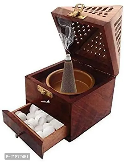 Wooden Incense holder | Pyramid Incense Box Ash Catcher Fragrance Stand Holder Agarbatti  Dhoop Dan/Sheesham Wood Incense Sticks Holder-thumb0