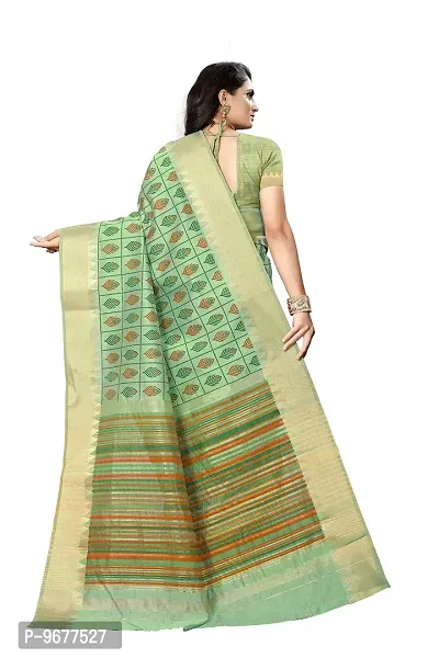 S F Women's Cotton Blend Saree With Un-stitched Blouse-thumb2