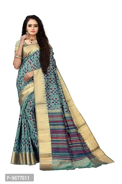 Women's Assam Chanderi Type Cotton Saree With Blouse Piece