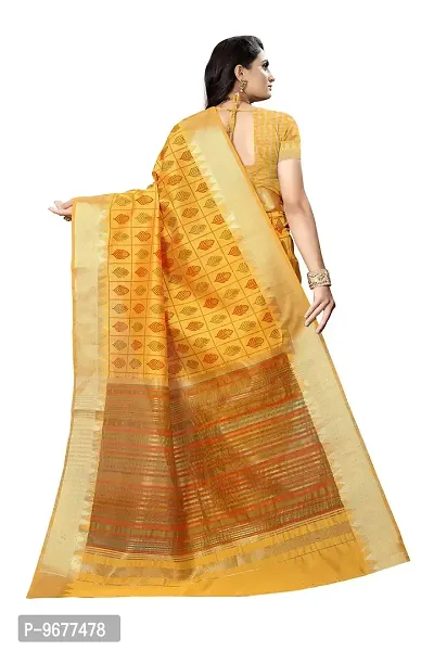 S F Assam Handloom Women's Sambalpuri Cotton Print Saree With Blouse Piece (Masted)-thumb2