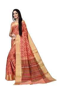 S F Assam Handicrafts Women's Hand block printed cotton mulmul fabric saree with Blouse Piece Traditional Jaipuri Print (Orange)-thumb2