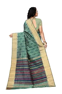 S F INDIAN SAREE women's pure organic cotton handloom silk saree with blouse-thumb1