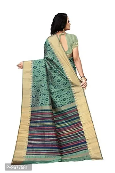 S F INDIAN SAREE women's pure organic cotton handloom silk saree with blouse-thumb2