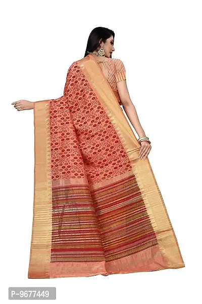 S F Women's Hand block printed South Cotton Bandhani type silk fabric saree with Blouse Piece (Fanta)-thumb4