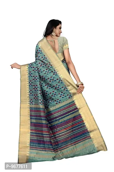 Women's Assam Chanderi Type Cotton Saree With Blouse Piece-thumb2