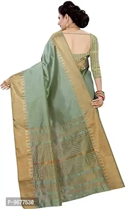 S F Fashion Banarasi Silk Saree With unstich Blouse piece for party festive traditional ceremoney wear below rs 500-1500 (ASAM PLIAN -Lite Green)-thumb2