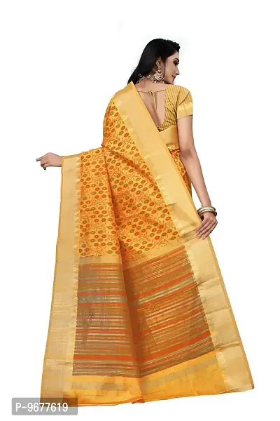 S F Women's Cotton Blend Saree with Blouse Piece-thumb2