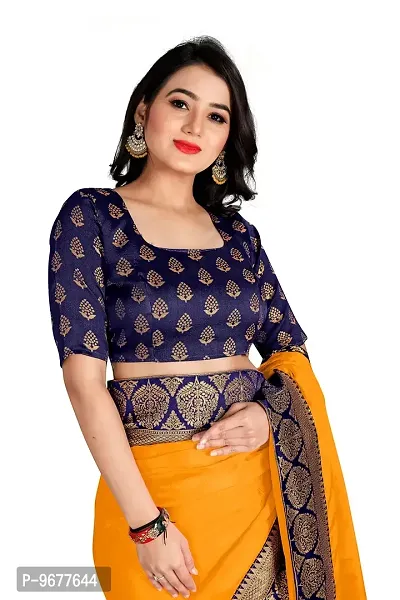 Bahubali Silk Saree Banaeari Lace Saree With Jacquard Blouse (Mustard Saree)-thumb4