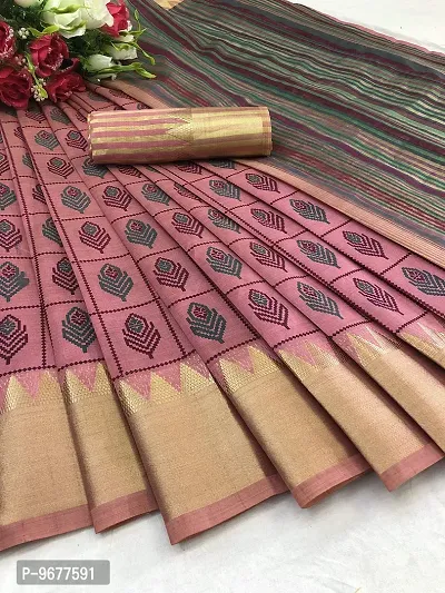 S F Fashion Banarasi Silk Saree With unstich Blouse piece for party festive traditional ceremoney wear below rs 500-1500 (Pankh - Pink)-thumb5