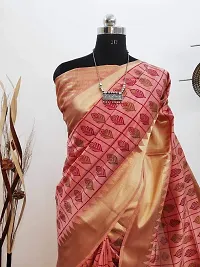 S F Assam Handloom Women's Sambalpuri Cotton Print Saree With Blouse Piece (Orange)-thumb2