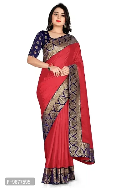 Bahubali Silk Saree Banaeari Lace Saree With Jacquard Blouse (Red Saree)
