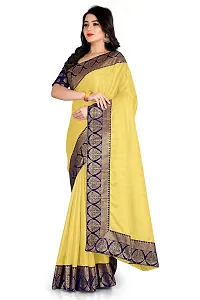 Bahubali Silk Saree Banaeari Lace Saree With Jacquard Blouse (Lemon Saree)-thumb1