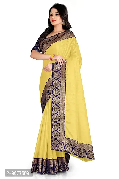 Bahubali Silk Saree Banaeari Lace Saree With Jacquard Blouse (Lemon Saree)-thumb2