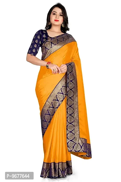 Bahubali Silk Saree Banaeari Lace Saree With Jacquard Blouse (Mustard Saree)-thumb0