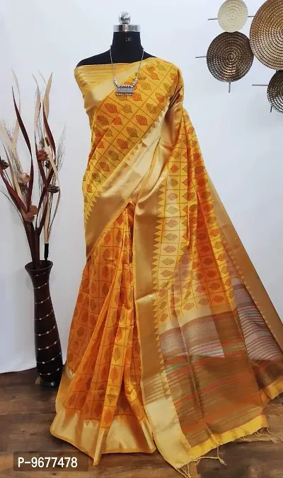 S F Assam Handloom Women's Sambalpuri Cotton Print Saree With Blouse Piece (Masted)-thumb3