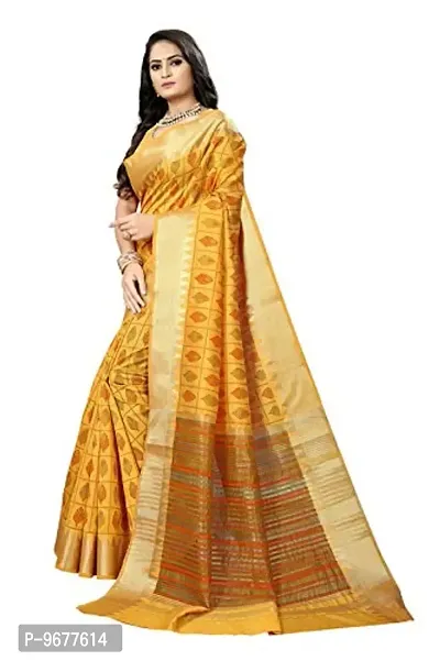 S F INDIAN SAREE women's pure organic cotton handloom silk saree with blouse-thumb3