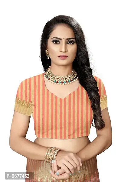 S F Assam Handloom Women's Sambalpuri Cotton Print Saree With Blouse Piece (Orange)-thumb5