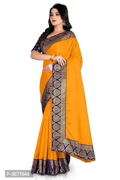 Bahubali Silk Saree Banaeari Lace Saree With Jacquard Blouse (Mustard Saree)-thumb2