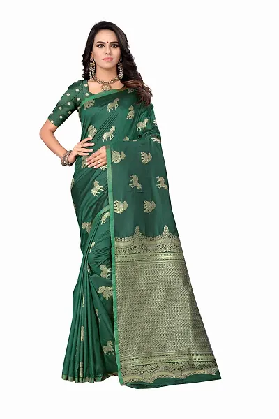 S F Fashion Banarasi Silk Saree With unstich Blouse piece for party festive traditional ceremoney wear below rs 500-1500