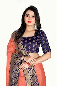 Bahubali Silk Saree Banaeari Lace Saree With Jacquard Blouse (Peach)-thumb2