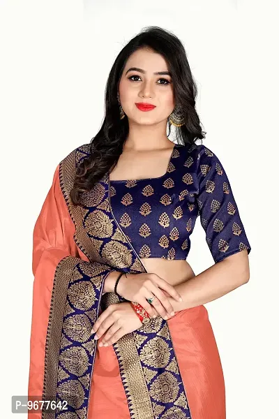 Bahubali Silk Saree Banaeari Lace Saree With Jacquard Blouse (Peach)-thumb3