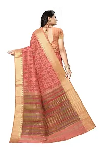 S F Assam Handloom Women's Sambalpuri Cotton Print Saree With Blouse Piece (Orange)-thumb1