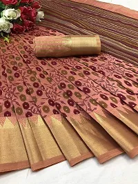 S F Women's Hand block printed South Cotton Bandhani type silk fabric saree with Blouse Piece (Fanta)-thumb2