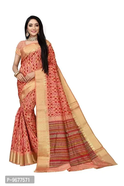 S F Women's Pure Cotton Printed Tangail Saree (JIYAN-PINK, Multicolour)-thumb0