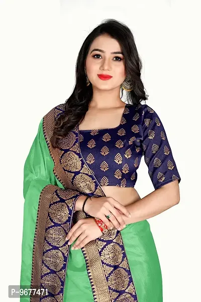 Bahubali Silk Saree Banaeari Lace Saree With Jacquard Blouse (Pista Saree)-thumb3