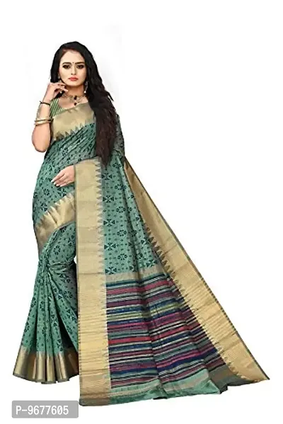 Women's Pure Cotton Printed Saree with Blouse piece (S F Print - FIROZI)-thumb0