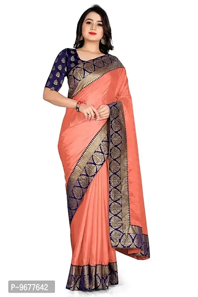 Bahubali Silk Saree Banaeari Lace Saree With Jacquard Blouse (Peach)-thumb0