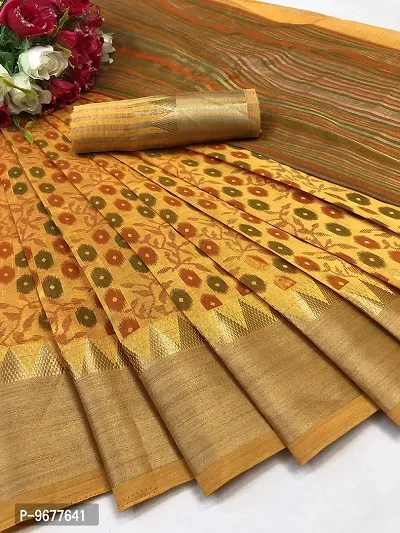 S F Assam Handicrafts Women's Hand block printed cotton mulmul fabric saree with Blouse Piece Traditional Jaipuri Print (Masted)-thumb5
