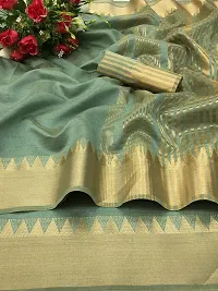 S F Fashion Banarasi Silk Saree With unstich Blouse piece for party festive traditional ceremoney wear below rs 500-1500 (ASAM PLIAN -Lite Green)-thumb4