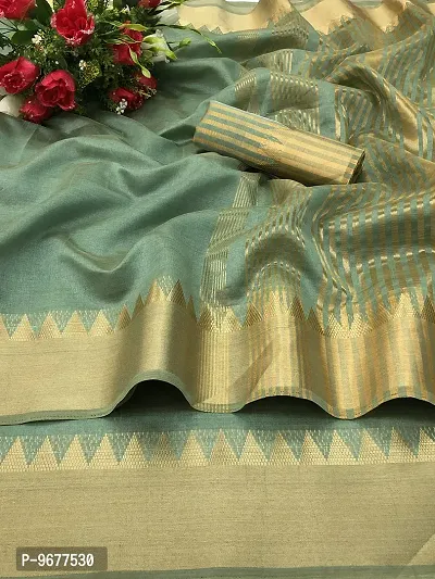 S F Fashion Banarasi Silk Saree With unstich Blouse piece for party festive traditional ceremoney wear below rs 500-1500 (ASAM PLIAN -Lite Green)-thumb5