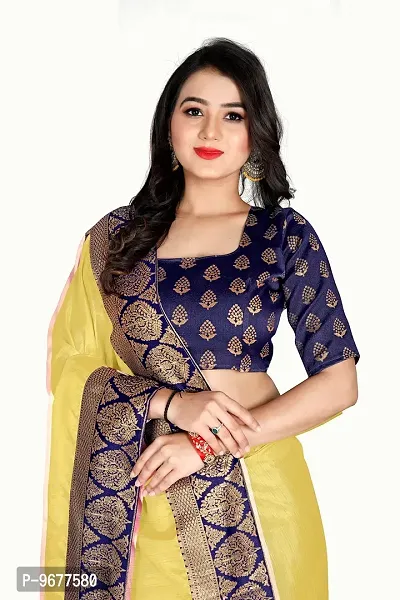 Bahubali Silk Saree Banaeari Lace Saree With Jacquard Blouse (Lemon Saree)-thumb4