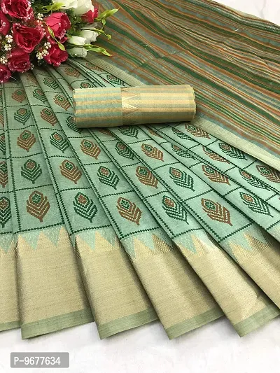 S F Fashion Banarasi Silk Saree With unstich Blouse piece for party festive traditional ceremoney wear below rs 500-1500 (Pankh - Green)-thumb5