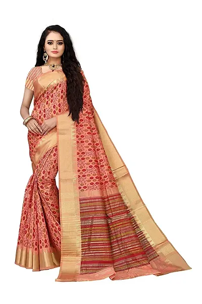 S F Women's Hand block South Bandhani type silk fabric saree with Blouse Piece (Fanta)