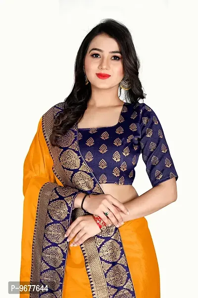 Bahubali Silk Saree Banaeari Lace Saree With Jacquard Blouse (Mustard Saree)-thumb5