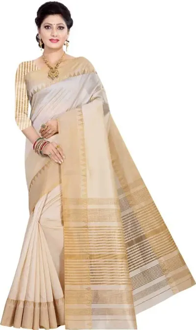 New In! Cotton Assam Silk Jacquard Temple Border Sarees