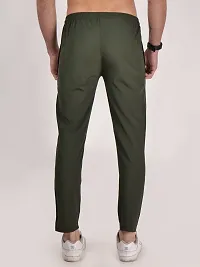 Elegant Green Polyester Striped Track Pants For Men-thumb3