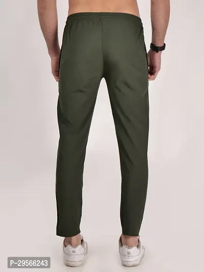 Elegant Green Polyester Striped Track Pants For Men-thumb4