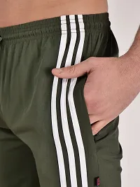 Elegant Green Polyester Striped Track Pants For Men-thumb4