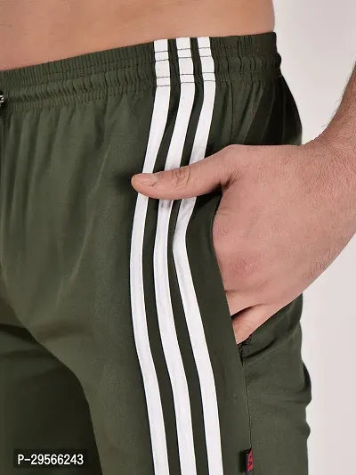 Elegant Green Polyester Striped Track Pants For Men-thumb5