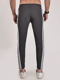 Elegant Grey Polyester Striped Track Pants For Men-thumb3