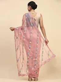 Women's Embroidery Work Organza Saree (5.5M) With Unstitched Blouse Piece (0.80 M)-thumb1