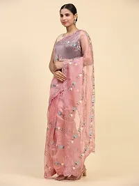 Women's Embroidery Work Organza Saree (5.5M) With Unstitched Blouse Piece (0.80 M)-thumb2